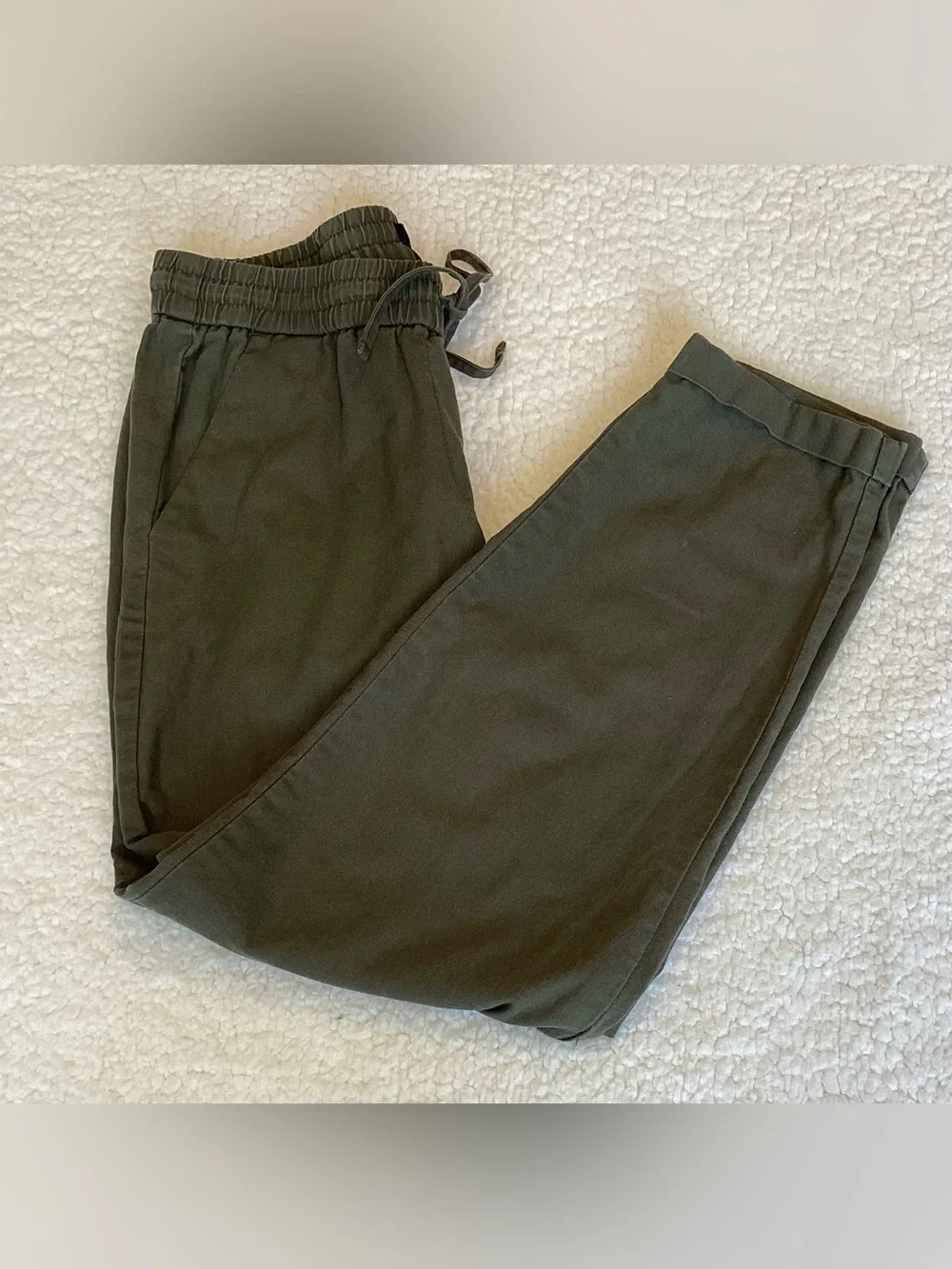 J.Crew Linen Blend Olive Pull On Pants Coastal Quiet Luxury Size 2